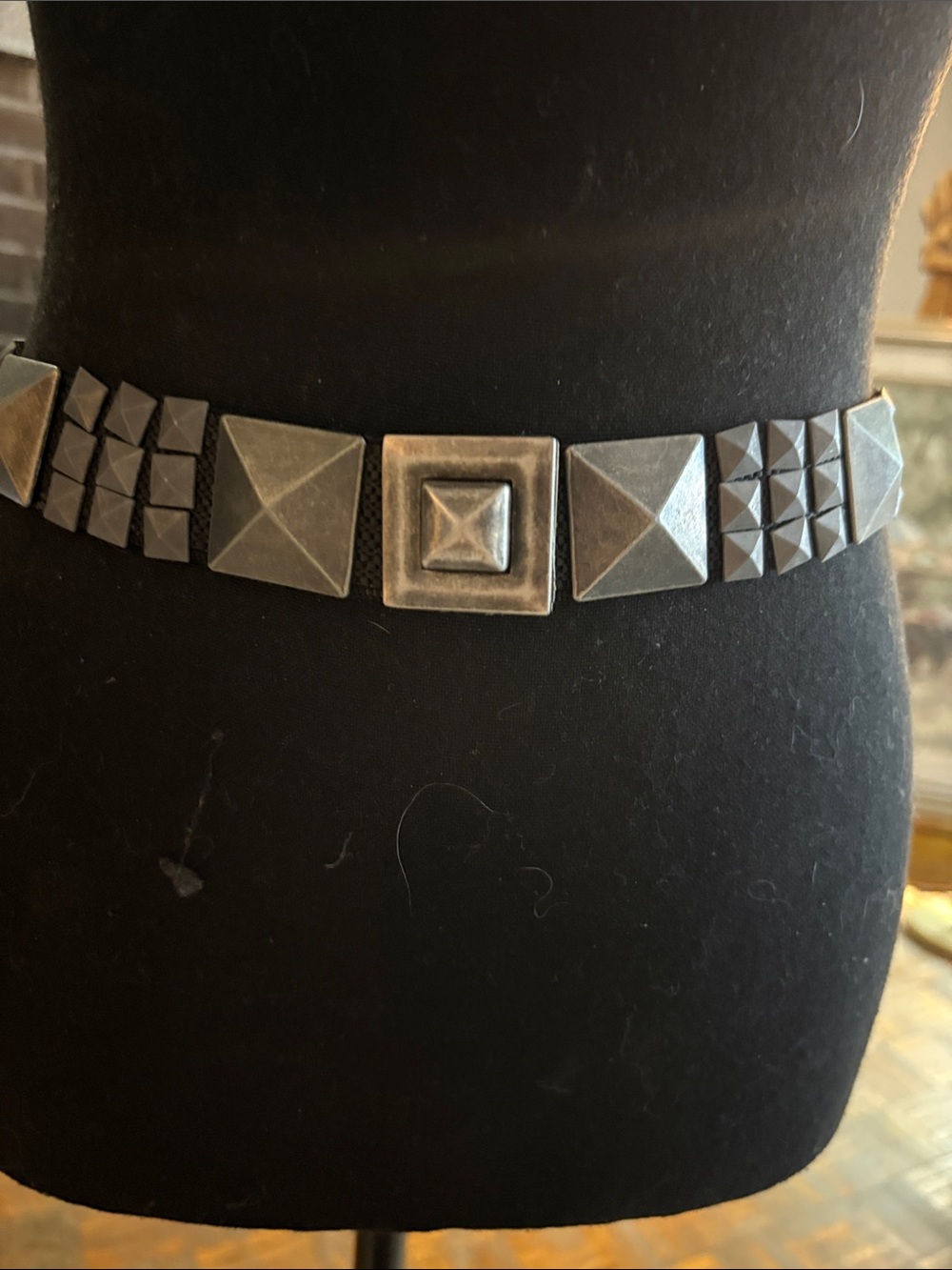 Vintage Silver Pyramid Stud Metal Belt